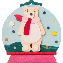 Christbaumschmuck Schneekugel mit Eisbär - 7,6 cm