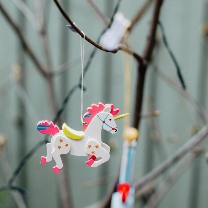 Tree Ornament - Unicorn Yellow/Pink - 6,2 cm / 2.4 inch