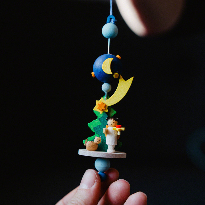 Tree Ornament - Spindle with Angel - 11 cm / 4.3 inch