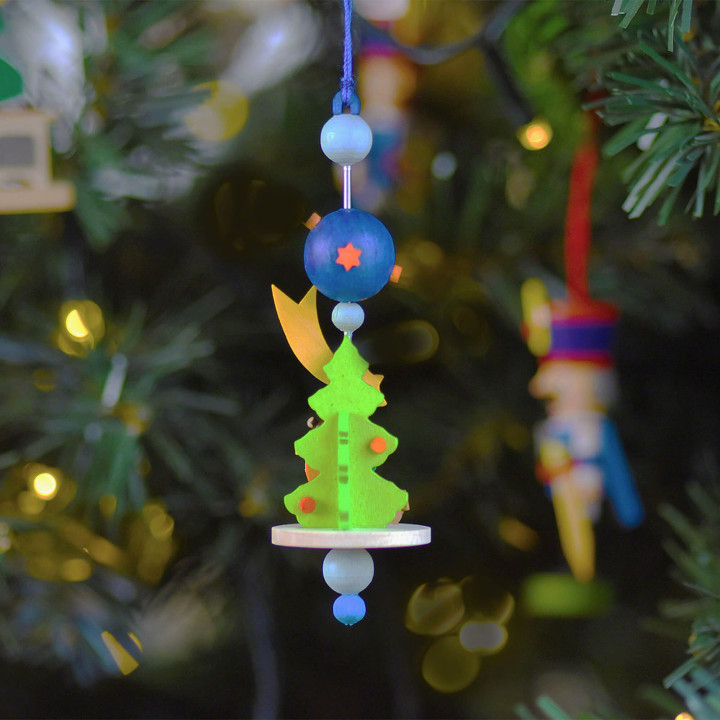 Tree Ornament - Spindle with Angel - 11 cm / 4.3 inch