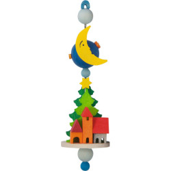 Christbaumschmuck Spindel mit Häusern - 11 cm