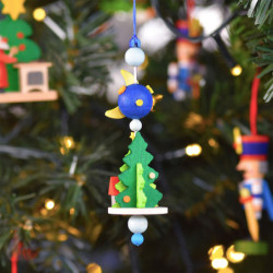 Tree Ornament - Spindle with Houses - 11 cm / 4.3 inch