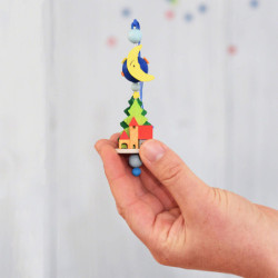 Tree Ornament - Spindle with Houses - 11 cm / 4.3 inch