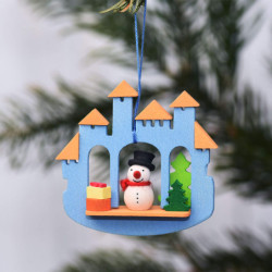 Christbaumschmuck Stadttor mit Schneemann - 6,9 cm