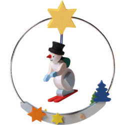 Christbaumschmuck Schneemann im Ring - 8 cm