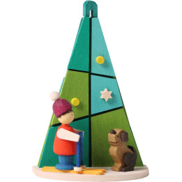 Tree Ornament - Tree with Child and  Dog - 7,3 cm / 2.9 inch