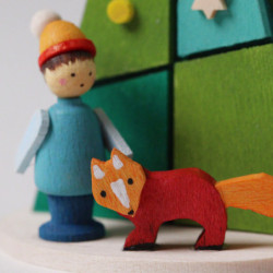 Christbaumschmuck Baum Winterkind mit Fuchs - 7,3 cm