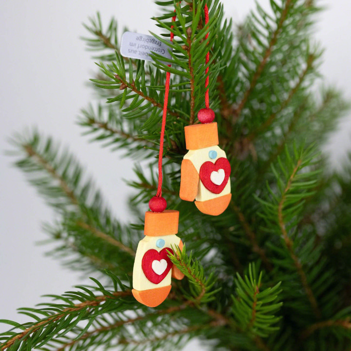Christbaumschmuck Handschuhe orange - 4,2 cm
