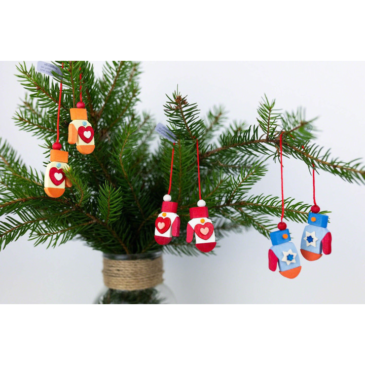 Christbaumschmuck Handschuhe orange - 4,2 cm