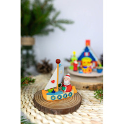 Tree Ornament - Gnome in Sailing Ship - 8,3 cm / 3.3 inch