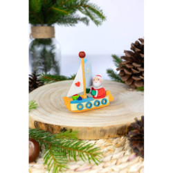 Tree Ornament - Gnome in Sailing Ship - 8,3 cm / 3.3 inch