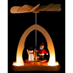 1-Tier Table Pyramid - Santa Claus and Snowman, Colored - 20 cm / 7.9 inch
