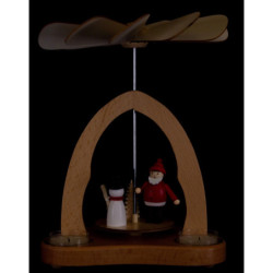 1-stöckige Tischpyramide Weihnachtsmann und Schneemann, bunt - 20 cm