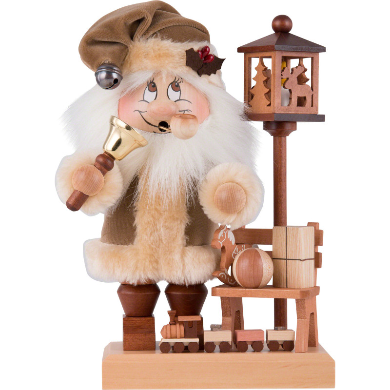 Räuchermännchen Wichtel Weihnachtsmann mit Bank - 28,5 cm
