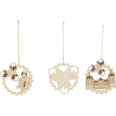Tree Ornament - "Three Hazelnuts for Cinderella" - Set of 3 - 8,5 cm / 3.3 inch