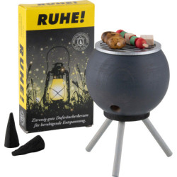 Smoker - BBQ Veggie Anthracite plus one pack of incense - 10 cm / 3.9 inch