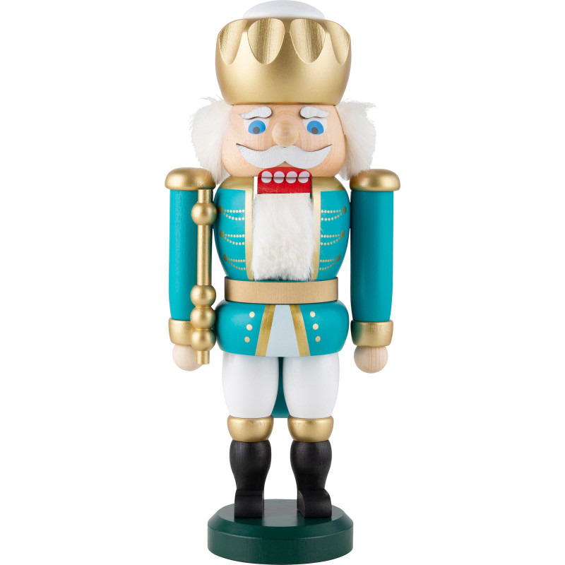 Nutcracker - Exclusive King White-Turquoise - 25 cm / 9.8 inch