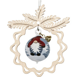 Christbaumschmuck Glaskugel in Zweig - Wichtel - 3er-Set - 8,5 cm