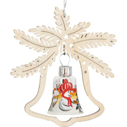 Tree Ornament - Glass Bell - Beanie Snowman - 3 pcs. - 8,5 cm / 3.3 inch