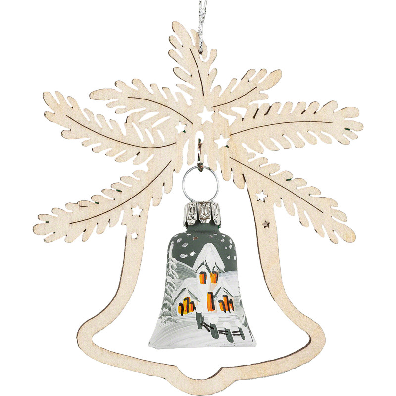 Tree Ornament - Glass Bell - Forest Church - 3 pcs. - 8,5 cm / 3.3 inch