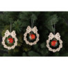 Christbaumschmuck Glaskugel in Kranz - Weihnachtsstern - 3er-Set - 9 cm