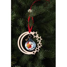 Christbaumschmuck Glaskugel in Sternenmond - Weihnachtsmann - 3er-Set - 7 cm