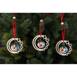 Tree Ornament - Glass Bauble in Starry Moon - Santa - 3 pcs. - 7 cm / 2.8 inch