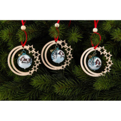 Christbaumschmuck Glaskugel in Sternenmond - Silbermond - 3er-Set - 7 cm