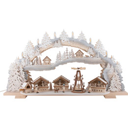 Schwibbogen verschneiter Weihnachtsmarkt - 72x43x13 cm