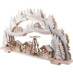 Candle Arch - Christmas Market with Snow - 72x43x13 cm / 28x16x5 inch