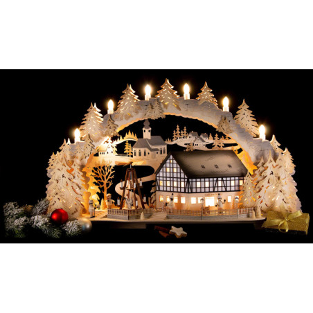 Candle Arch - Market Café with Turning Pyramid - 72x43x13 cm / 5.1 inch