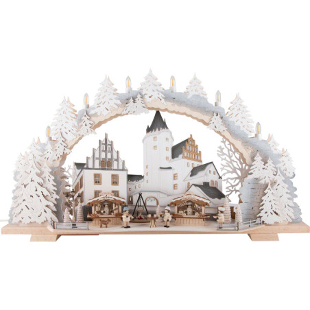 Schwibbogen Schlossweihnacht Schwarzenberg verschneit - 72x43 cm