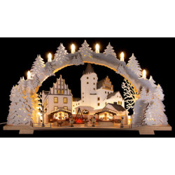 Schwibbogen Schlossweihnacht Schwarzenberg verschneit - 72x43 cm
