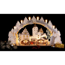 Schwibbogen Schlossweihnacht Schwarzenberg verschneit - 72x43 cm