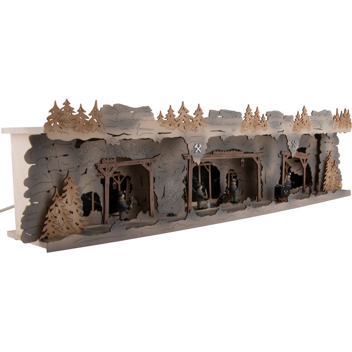 Illuminated Stand 'Mining and Miners' - 75x20x16 cm / 29.5x7.9x6.3 inch