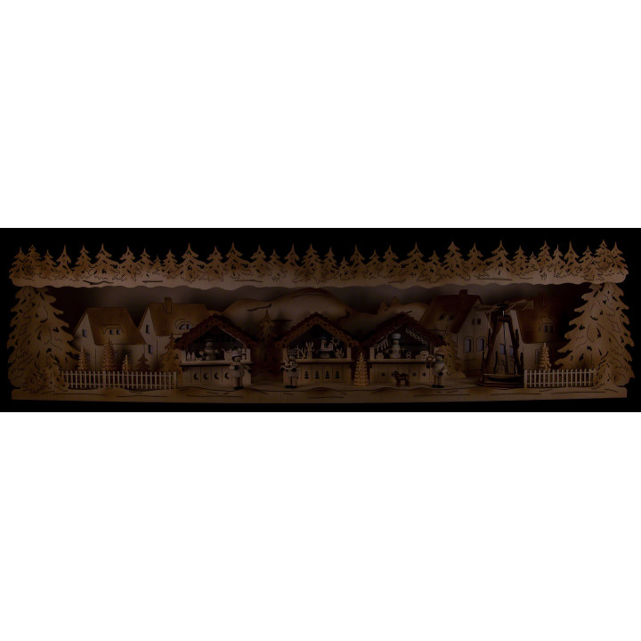 Schwibbogenerhöhung Weihnachtsmarkt - 75x20x15 cm