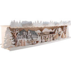 Illuminated Stand - Winter in the Ore Mountains with Snow - 76x20 cm / 29.9x7.9 inch
