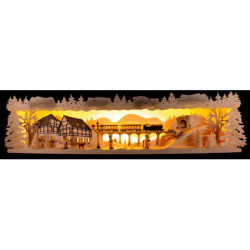 Illuminated Stand - Winter in the Ore Mountains with Snow - 76x20 cm / 29.9x7.9 inch