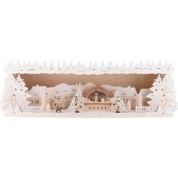 Illuminated Stand - Christmas Market with Snow - 57x17 cm / 22.5x6.7 inch