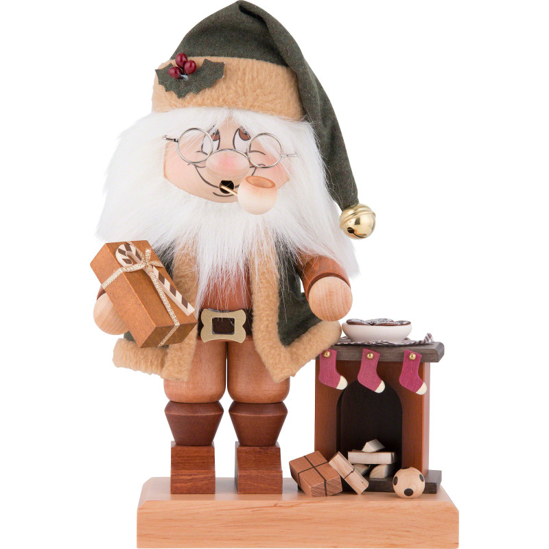 Räuchermännchen Wichtel Weihnachtsmann am Kamin - 28,5 cm