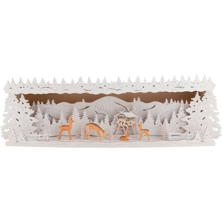 Schwibbogenerhöhung Rehe im Wald - 58x18 cm