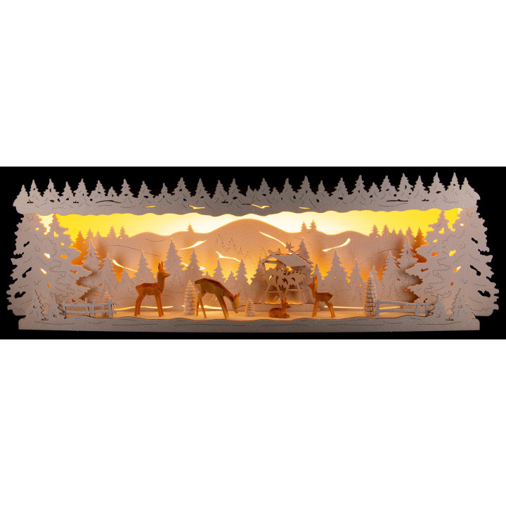 Schwibbogenerhöhung Rehe im Wald - 58x18 cm