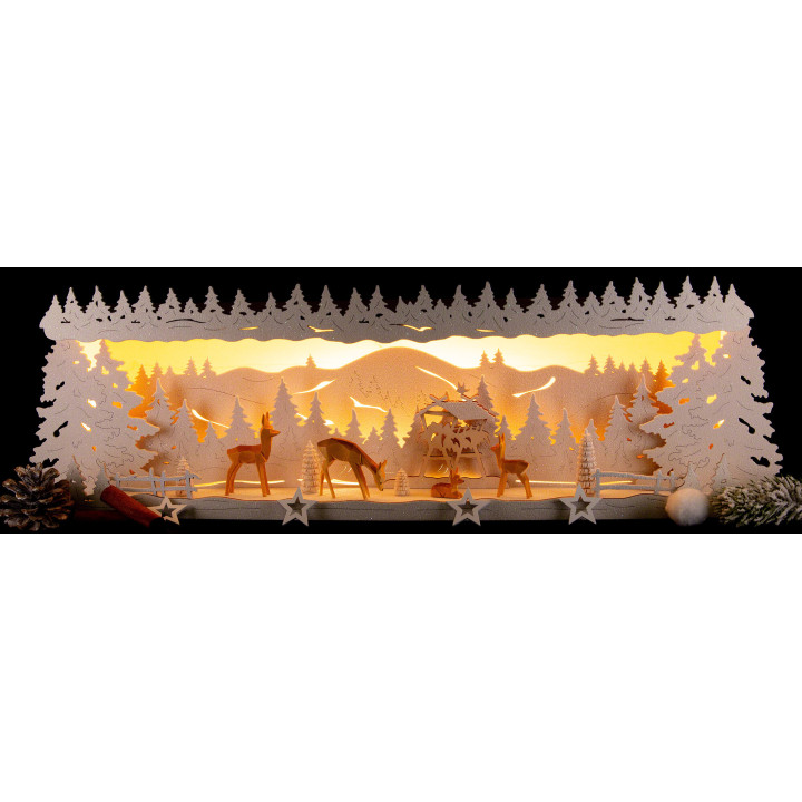 Schwibbogenerhöhung Rehe im Wald - 58x18 cm