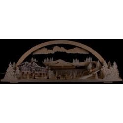 Schwibbogen Diorama Winterland Erzgebirge verschneit - 72x24 cm