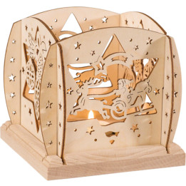 Teelichthalter Weihnachtsmann auf Schlitten - 12 cm