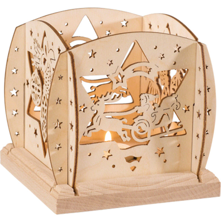 Teelichthalter Weihnachtsmann auf Schlitten - 12 cm