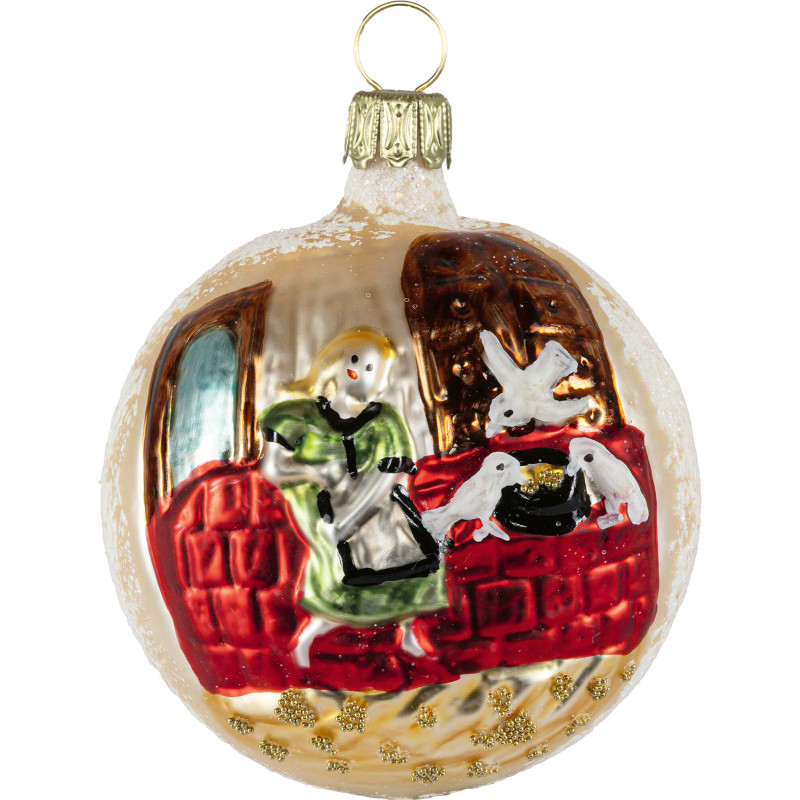 Christbaumschmuck Glaskugel "Drei Haselnüsse für Aschenbrödel" - einseitiges Motiv - 8 cm