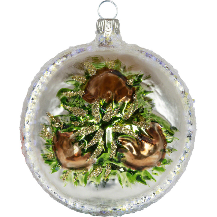 Tree Ornament - Glass Bauble - "Three Hazelnuts for Cinderella" - two-sided motif - 8 cm / 3.1 inch