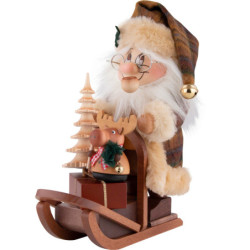 Smoker - Gnome Santa with Sledge - 28 cm / 11 inch