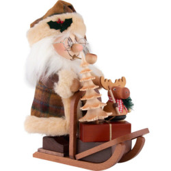 Räuchermännchen Wichtel Weihnachtsmann mit Schlitten - 28 cm
